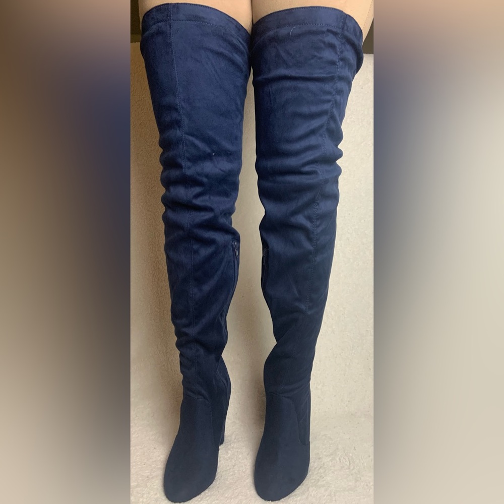 JUST FAB OVER THE KNEE HEELED BOOTS LEONA